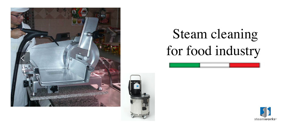 Food processing sanitisation with steam.