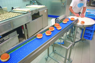 Steam can clean the blue conveyor belt shown