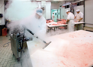 Clean butchery table with Steam